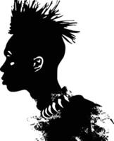 ai generiert Silhouette Punk Mann Kopf Haut Kopf schwarz Farbe nur voll Körper vektor