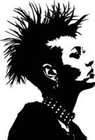 ai generiert Silhouette Punk Dame Frau Haut Kopf schwarz Farbe nur vektor