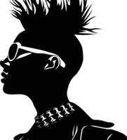 ai generiert Silhouette Punk Dame Frau Haut Kopf schwarz Farbe nur vektor