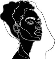 ai generiert ästhetisch Frau mit kontinuierlich Linie Kunst Stil schwarz Farbe nur vektor