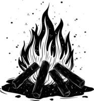 ai generiert Silhouette Lagerfeuer einfach Stil schwarz Farbe nur vektor