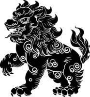 ai generiert Silhouette komainu das japanisch mythisch Kreatur schwarz Farbe nur vektor