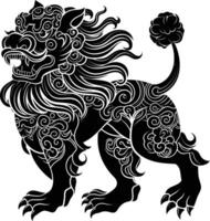 ai generiert Silhouette komainu das japanisch mythisch Kreatur schwarz Farbe nur vektor