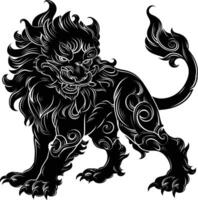 ai generiert Silhouette komainu das japanisch mythisch Kreatur schwarz Farbe nur vektor