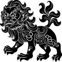 ai generiert Silhouette komainu das japanisch mythisch Kreatur schwarz Farbe nur vektor