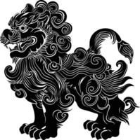 ai generiert Silhouette komainu das japanisch mythisch Kreatur schwarz Farbe nur vektor