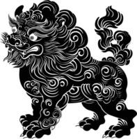 ai generiert Silhouette komainu das japanisch mythisch Kreatur schwarz Farbe nur vektor