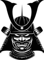 ai generiert Silhouette japanisch Shogun Krieger Helm schwarz Farbe nur vektor