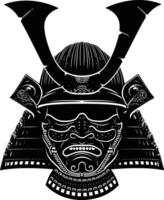 ai generiert Silhouette japanisch Shogun Krieger Helm schwarz Farbe nur vektor