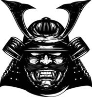 ai genererad silhuett japansk shogun krigare hjälm svart Färg endast vektor