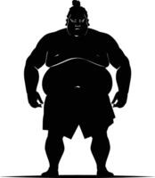 ai generiert Silhouette japanisch Sumo Athlet schwarz Farbe nur vektor