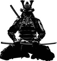 ai generiert Silhouette japanisch Shogun Krieger schwarz Farbe nur vektor