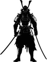 ai generiert Silhouette japanisch Shogun Krieger schwarz Farbe nur vektor