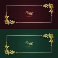 kostenlos Vektor Blume dekorativ Gold Frames und Luxus Blumen- Rahmen