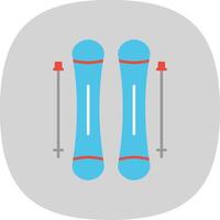 skidåkning platt kurva ikon vektor