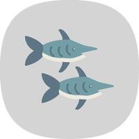 svärdfisk platt kurva ikon vektor