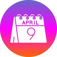 9:e av april glyf lutning cirkel ikon vektor