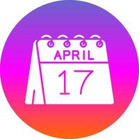 17:e av april glyf lutning cirkel ikon vektor