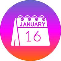 16: e av januari glyf lutning cirkel ikon vektor
