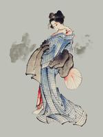 Traditionell japansk Ukyio-e stil illustration av en japansk kvinna i kimono av Katsushika Hokusai (1760-1849). Original från Library of Congress. Digitalt förbättrad av rawpixel. vektor