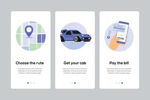online bestellen Buchung Transport Onboarding Bildschirme Vorlage vektor