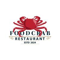 einfach Krabbe Logo Design Vektor retro Jahrgang Meeresfrüchte Restaurant Meer Krabbe Landwirtschaft Vorlage