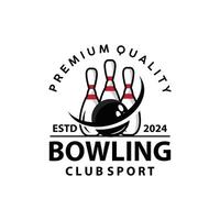 Bowling Sport Verein Logo, Bowling Ball und Stift Design Vektor Turnier Schablone Illustration