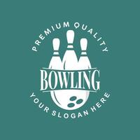 bowling sporter klubb logotyp, bowling boll och stift design vektor turnering mall illustration