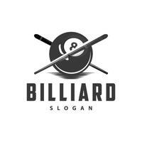 biljard logotyp minimalistisk design boll och pinne symbol illustration mall vektor