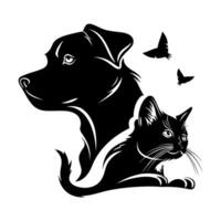 ai genererad enkel katt och hund logotyp. vektor illustration