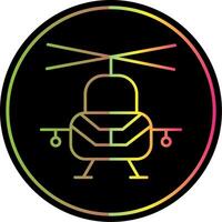 militär helikopter linje lutning på grund av Färg ikon vektor
