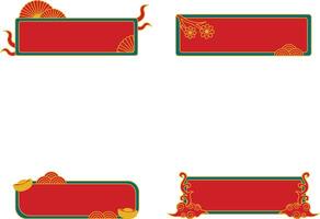 uppsättning av röd kinesisk titel ram. isolerat på vit bakgrund vektor
