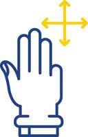 drei Finger Bewegung Linie zwei Farbe Symbol vektor