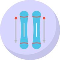 skidåkning platt bubbla ikon vektor