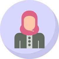 islamic kvinna platt bubbla ikon vektor