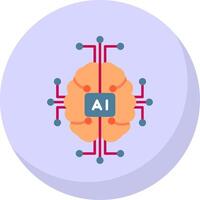 artificiell intelligens platt bubbla ikon vektor