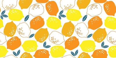 nahtlos Muster mit abstrakt Silhouetten von Zitronen. Sommer- hell Zitrusfrüchte Obst drucken. Vektor Grafik.