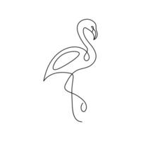 kontinuierlich Single Linie Zeichnung schwarz Symbol von Flamingo Gliederung Vektor Kunst.