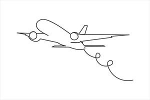flygplan kontinuerlig enda linje konst vektorer illustration design.