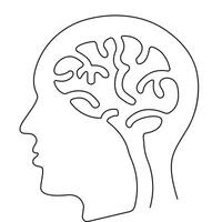 kontinuierlich Single Linie Zeichnung Mensch Kopf mit Gehirn Vektor Illustration auf ein Weiß Hintergrund