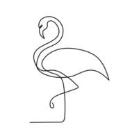 kontinuierlich Single Linie Zeichnung schwarz Symbol von Flamingo Gliederung Vektor Kunst.