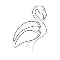 kontinuierlich Single Linie Zeichnung schwarz Symbol von Flamingo Gliederung Vektor Kunst.