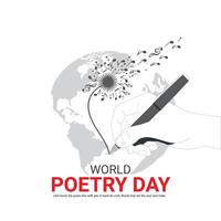 värld poesi dag, kreativ annonser design. media affisch vektor 3d illustration