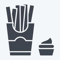 ikon franska pommes frites. relaterad till snabb mat symbol. glyf stil. enkel design redigerbar. enkel illustration vektor