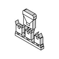 Kisten Füllung mit Waren isometrisch Symbol Vektor Illustration