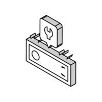 bil audio systemet reparera isometrisk ikon vektor illustration