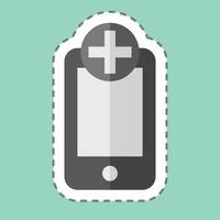 Aufkleber Linie Schnitt medizinisch App. verbunden zu medizinisch Symbol. einfach Design editierbar. einfach Illustration vektor