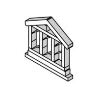 trä- ram byggnad isometrisk ikon vektor illustration