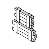 hölzern Planke Warenhaus isometrisch Symbol Vektor Illustration