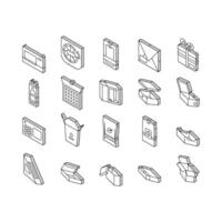 Box Karton Container Sammlung isometrisch Symbole einstellen Vektor
